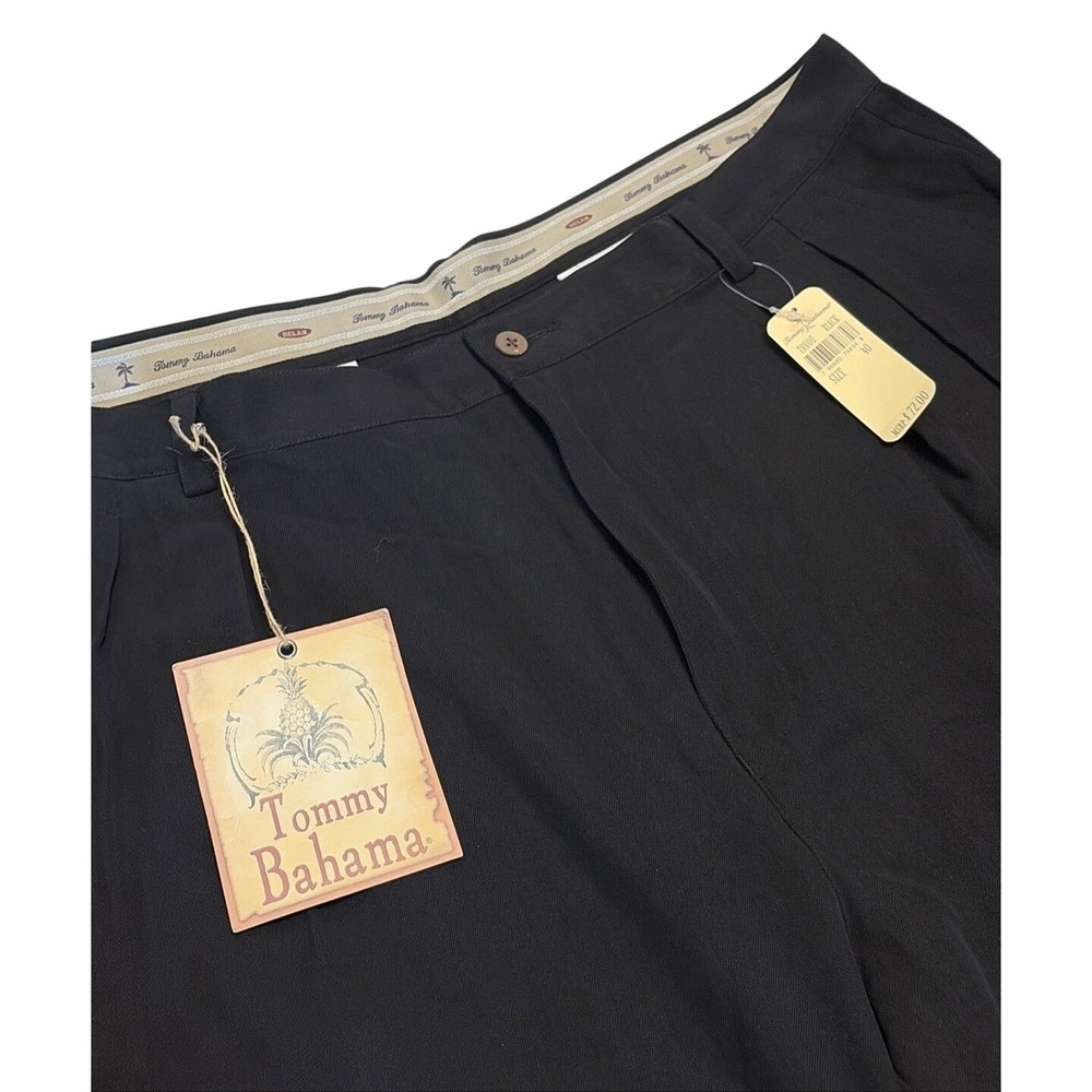 NWT Tommy Bahama Casino Deck Shorts Mens 40 Black 100% Silk Pleated T8800